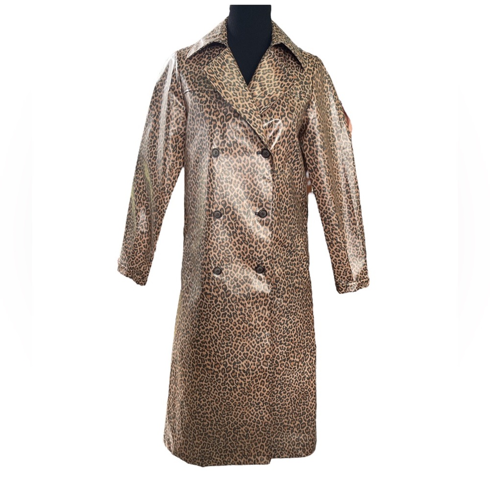 Something Navy Leopard Print Rain Jacket, Trench … - image 1